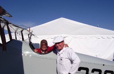 Ruth Holden sittin in Frank Schelling's 1918 Curtiss JN-4H "Jenny"