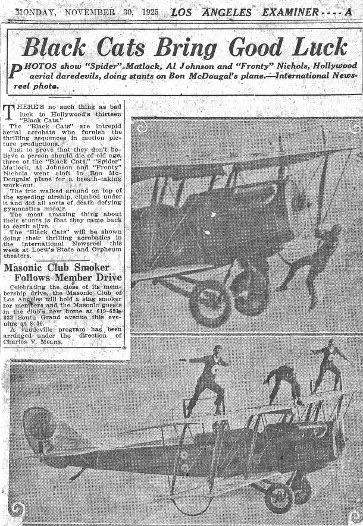 Los Angeles Examiner article Black Cats Bring Good Luck