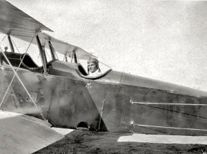 Paul Richter in his first airplane, a Jenny. Photo taken in 1925